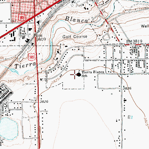 Topographic Map of Tierra Blanca Elementary School, TX