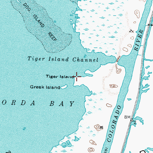 Topographic Map of Tiger Island, TX