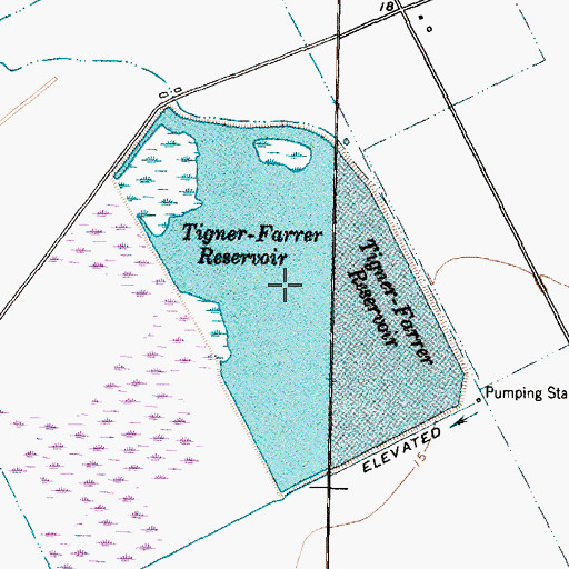 Topographic Map of Tigner-Farrer Reservoir, TX