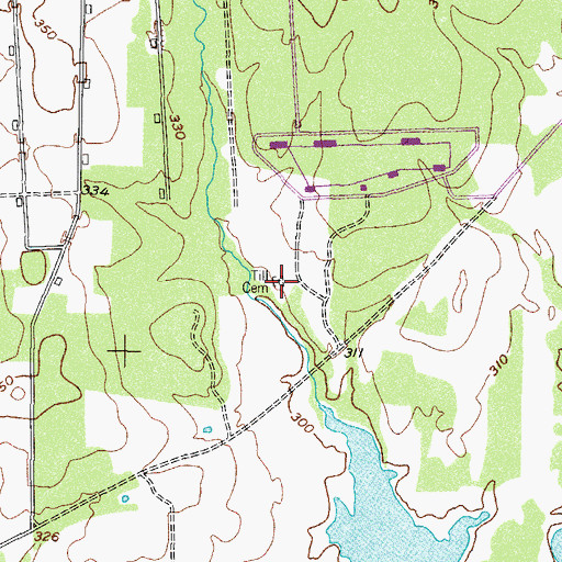 Topographic Map of Till Cemetery, TX
