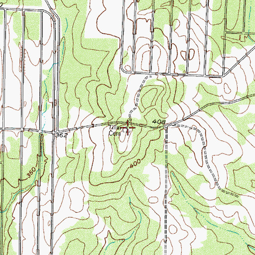 Topographic Map of Tillar Cemetery, TX