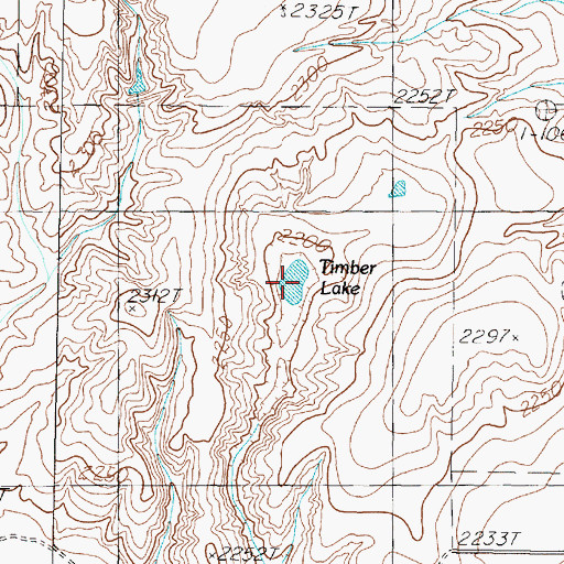 Topographic Map of Timber Lake, TX