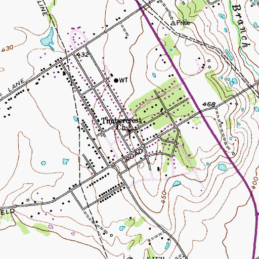 Topographic Map of Timbercrest Church, TX