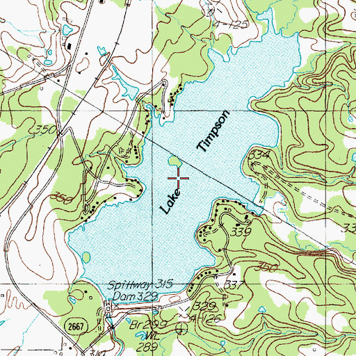 Topographic Map of Lake Timpson, TX
