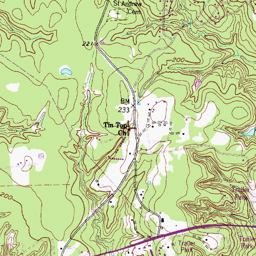 Topographic Map of Tin Top Church, TX
