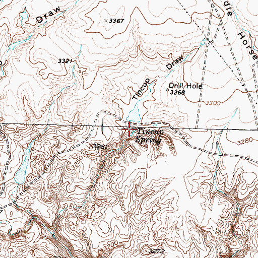 Topographic Map of Tincup Spring, TX