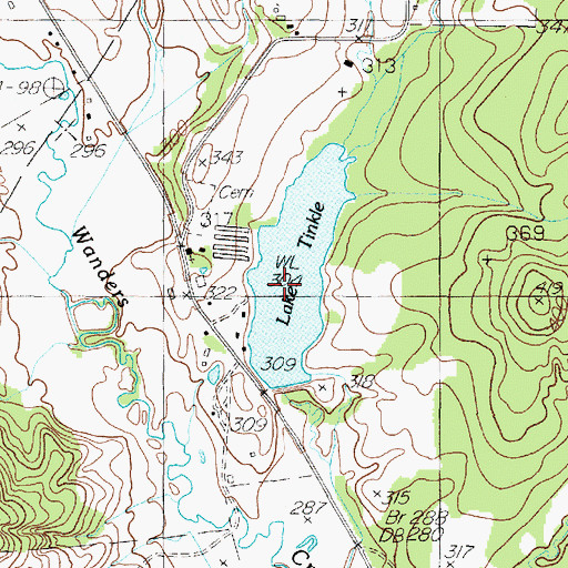 Topographic Map of Lake Tinkle, TX