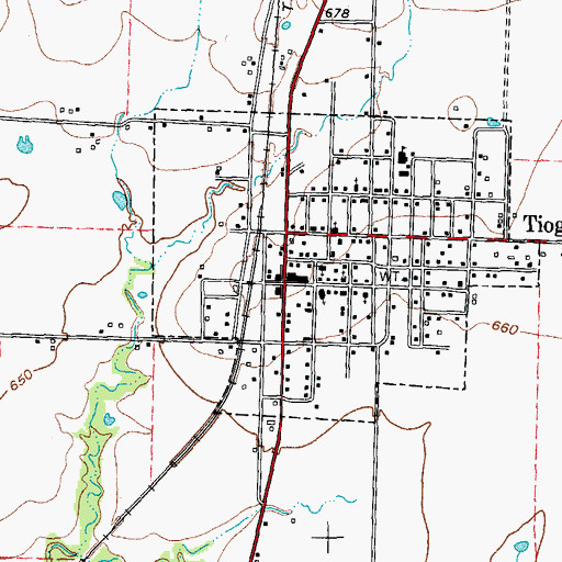 Topographic Map of Tioga, TX