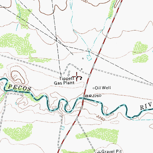 Topographic Map of Tippett Gas Plant, TX