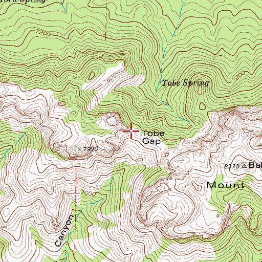Topographic Map of Tobe Gap, TX