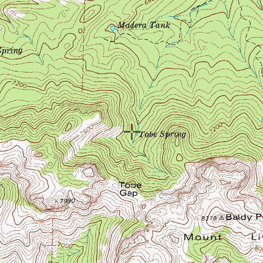 Topographic Map of Tobe Spring, TX