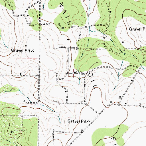 Topographic Map of Toenail Oil Field, TX