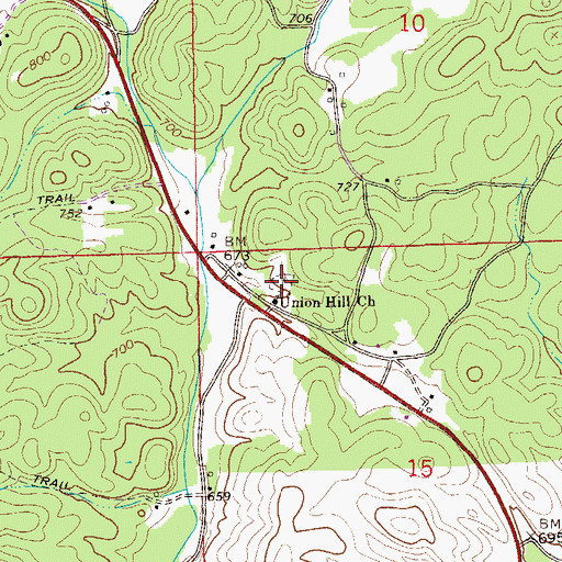 Topographic Map of Union Hill Cemetery, AL