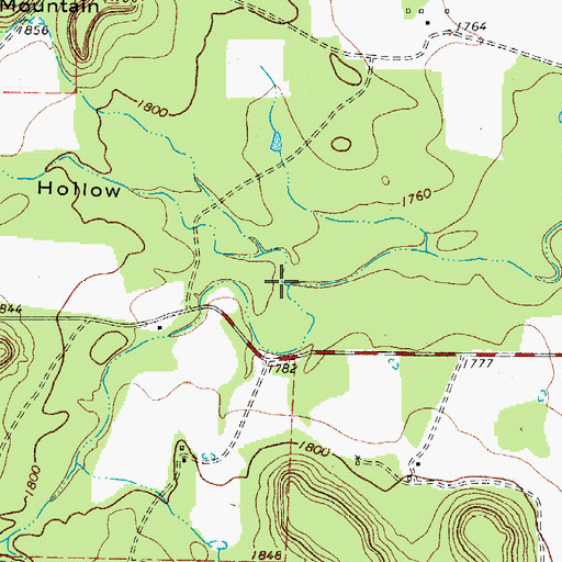 Topographic Map of Tom Hollow, TX