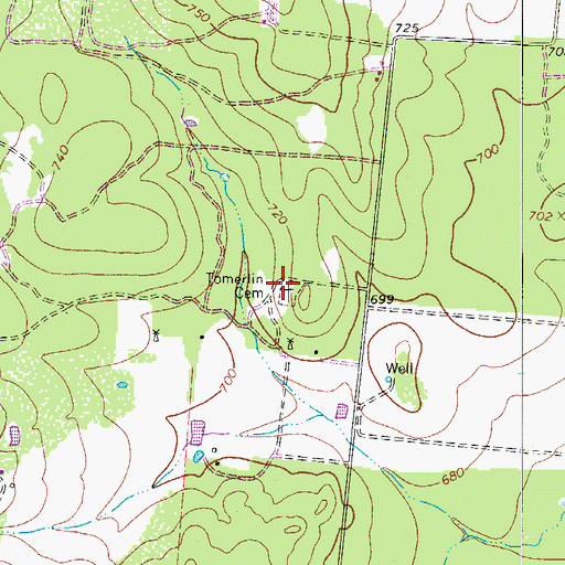 Topographic Map of Tomerlin Cemetery, TX