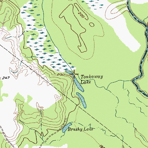 Topographic Map of Tonkaway Lake, TX