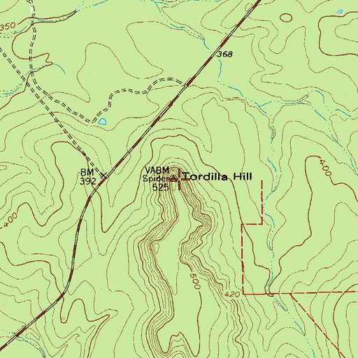 Topographic Map of Tordillo Hill, TX