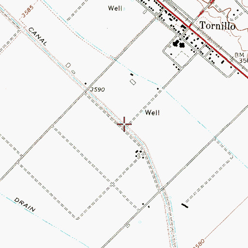 Topographic Map of Tornillo Canal, TX