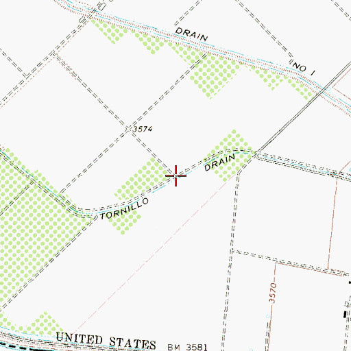 Topographic Map of Tornillo Drain, TX
