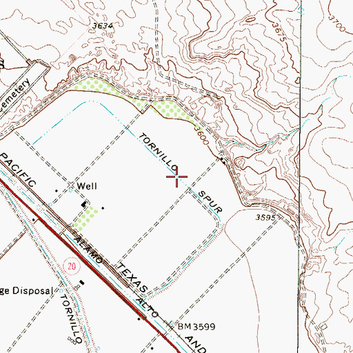 Topographic Map of Tornillo Spur, TX