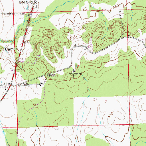 Topographic Map of Weaver Cemetery, AL