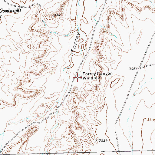Topographic Map of Torrey Canyon Windmill, TX