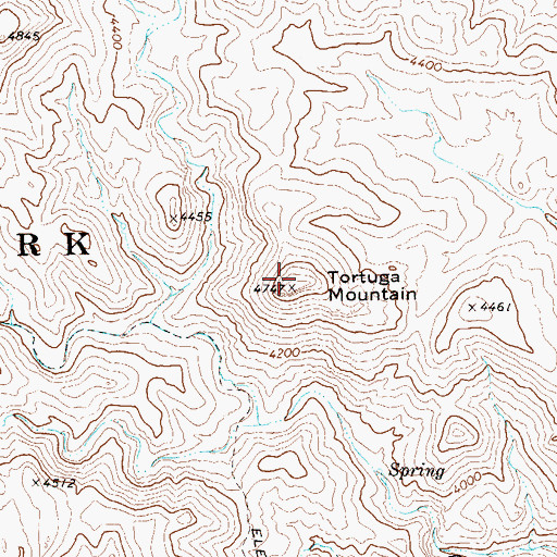 Topographic Map of Tortuga Mountain, TX