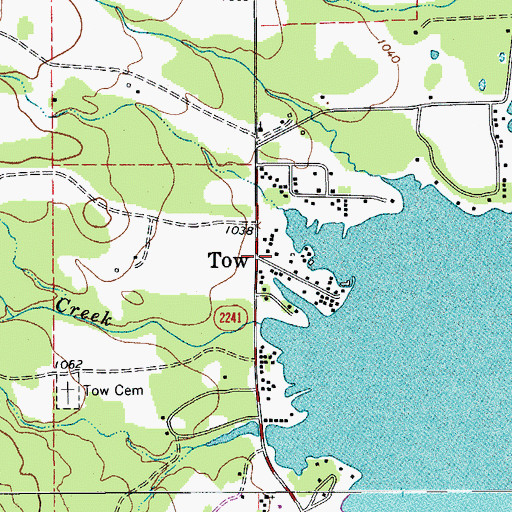 Topographic Map of Tow, TX