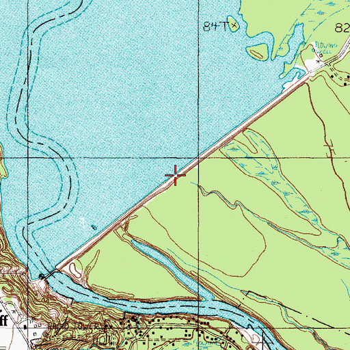 Topographic Map of Town Bluff Dam, TX