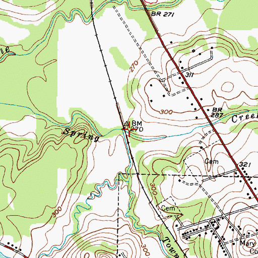 Topographic Map of Town Branch, TX