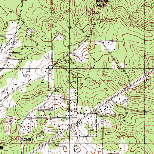 Topographic Map of Townsend Cemetery, TX