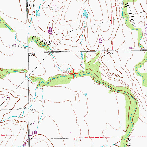 Topographic Map of Townsend Creek, TX