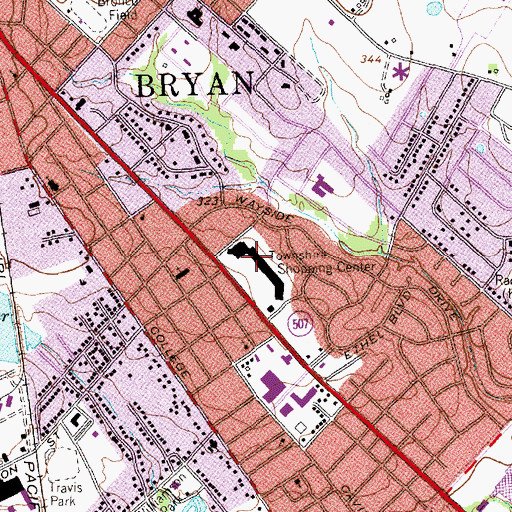Topographic Map of Townshire Shopping Center, TX