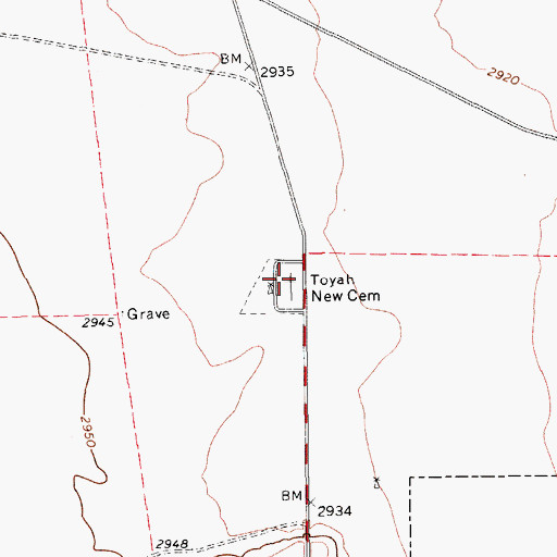 Topographic Map of Toyah New Cemetery, TX