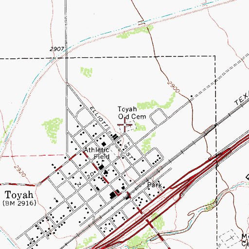 Topographic Map of Toyah Old Cemetery, TX