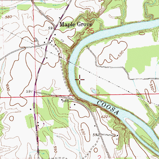 Topographic Map of Wood Ferry (historical), AL