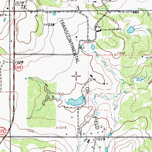 Topographic Map of Transcontinental Oil Field, TX