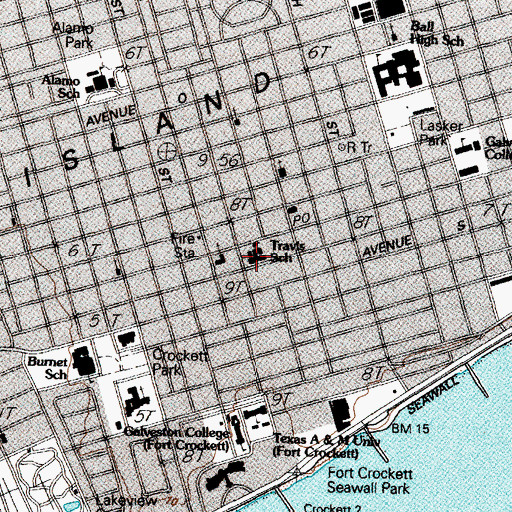 Topographic Map of Travis School, TX