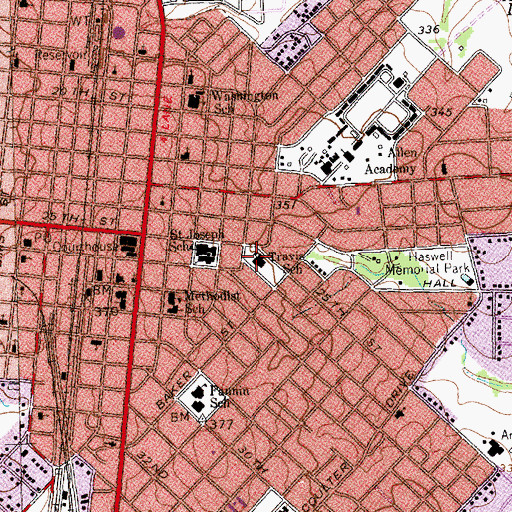 Topographic Map of Travis School, TX