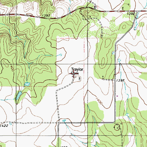 Topographic Map of Traylor Cemetery, TX