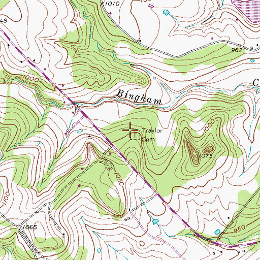 Topographic Map of Traylor Cemetery, TX