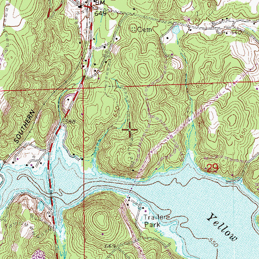 Topographic Map of Yellow Creek View Subdivision, AL