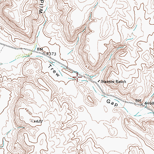 Topographic Map of Trew Gap, TX