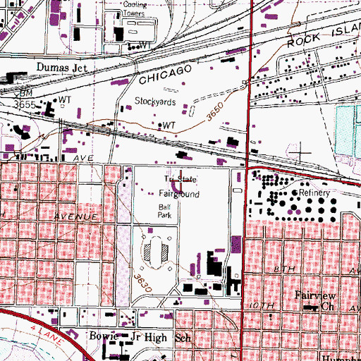 Topographic Map of Tri State Fairground, TX