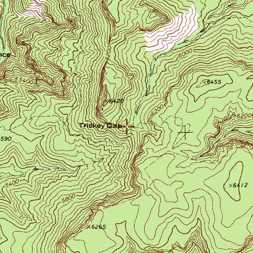Topographic Map of Trickey Gap, TX