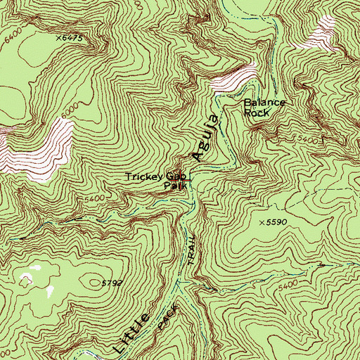 Topographic Map of Trickey Gap Park, TX