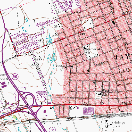 Topographic Map of Trinity Church, TX