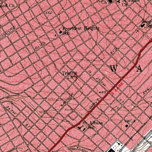 Topographic Map of Trinity Church, TX