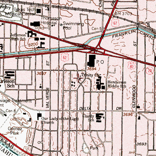 Topographic Map of Trinity Church, TX