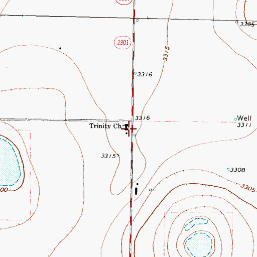 Topographic Map of Trinity Church, TX